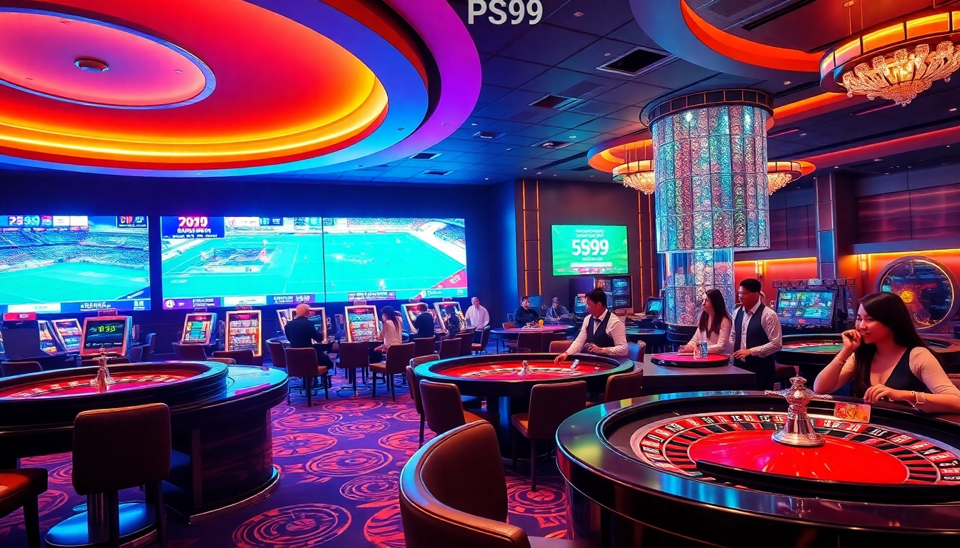 Exciting scene of PS99 thể thao with players enjoying live betting and casino games.