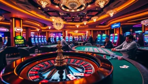 Experience the thrill of gambling with OKFUN at vibrant casino tables and slot machines.