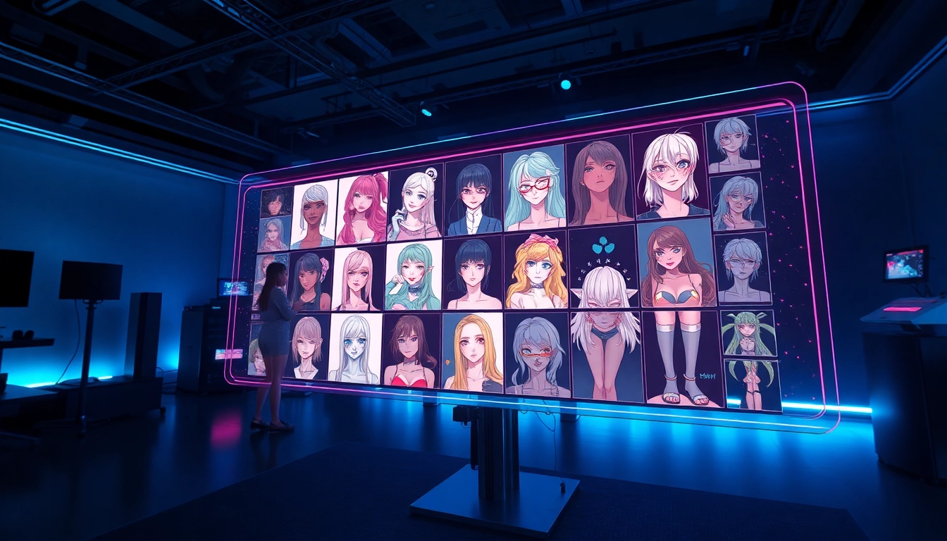 AI NSFW image generation interface showcasing interactive digital art in a modern tech studio.