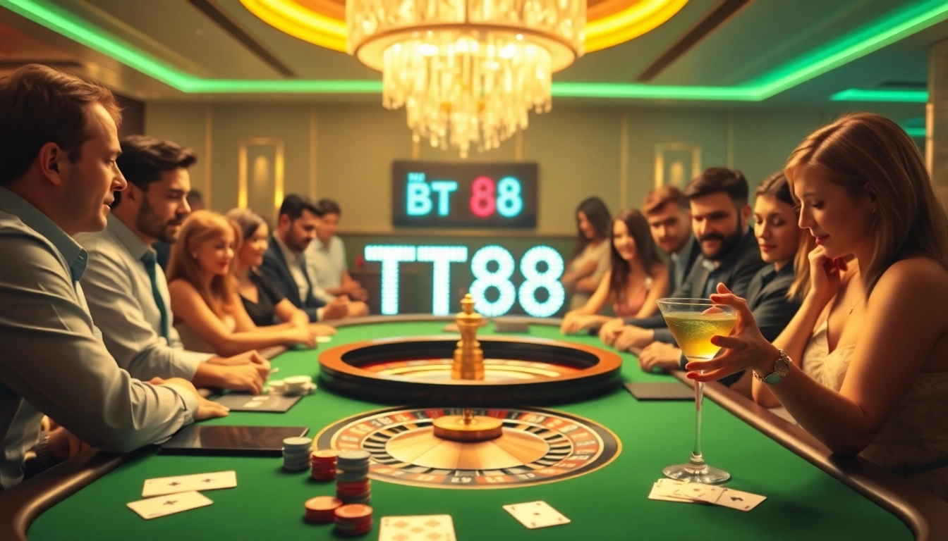 TT88 highlights a thrilling roulette game with players engaged in a vibrant casino atmosphere.
