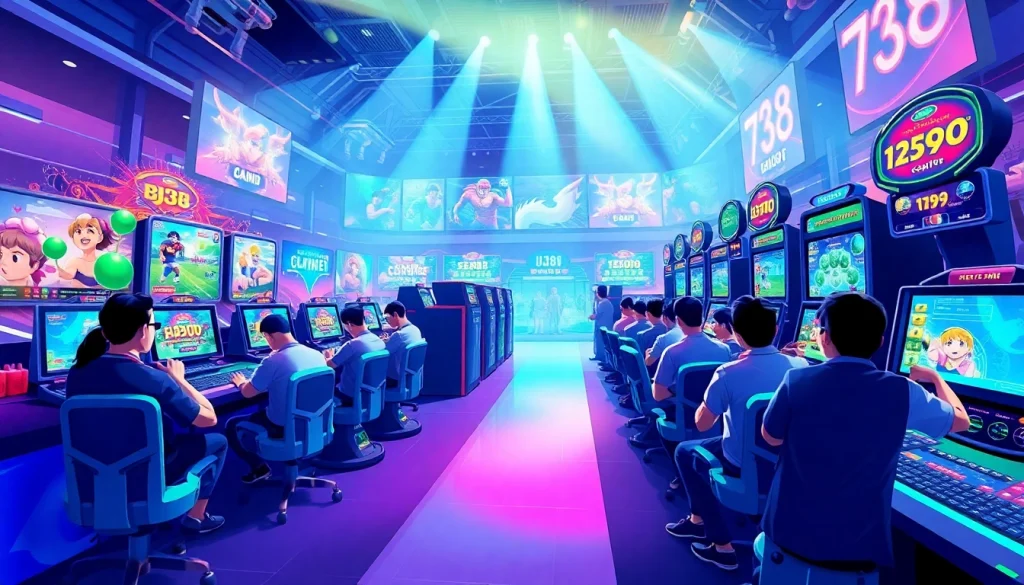 Exciting gameplay at BJ38, showcasing cockfighting and casino games in a vibrant virtual arena.