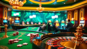 Experience the excitement of gambling at gg88 with luxurious casino tables and vibrant gaming atmosphere.
