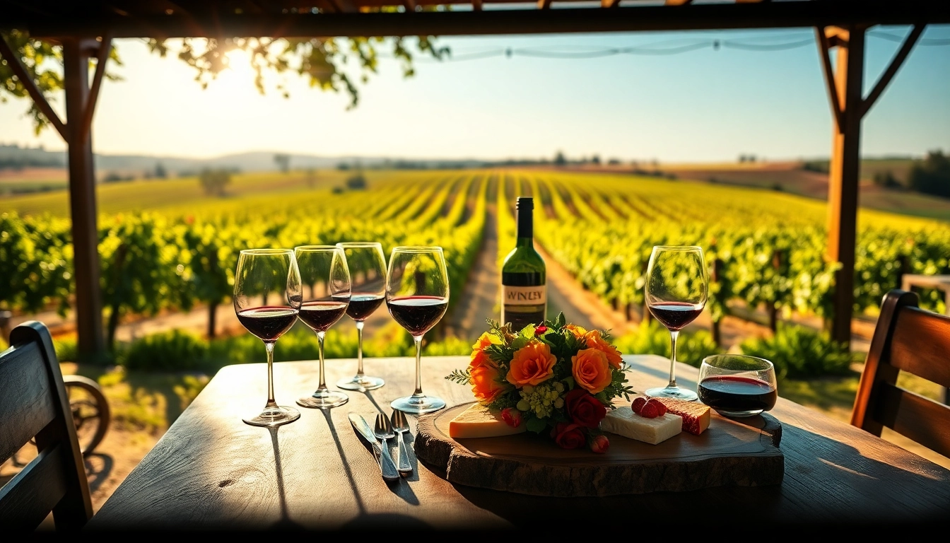 Savoring wines at Clarksburg wineries, featuring a beautiful tasting setup with vibrant colors and inviting atmosphere.