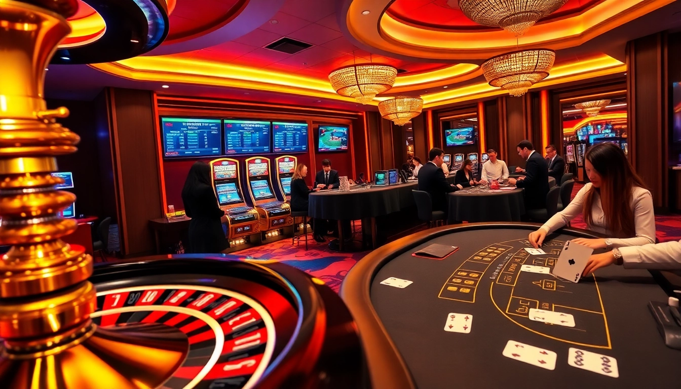 Experience excitement at PS99 thể thao with a vibrant casino scene highlighting various games.