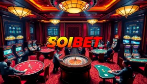 Players enjoying games at SOIBET casino, showcasing vibrant betting tables and excitement.