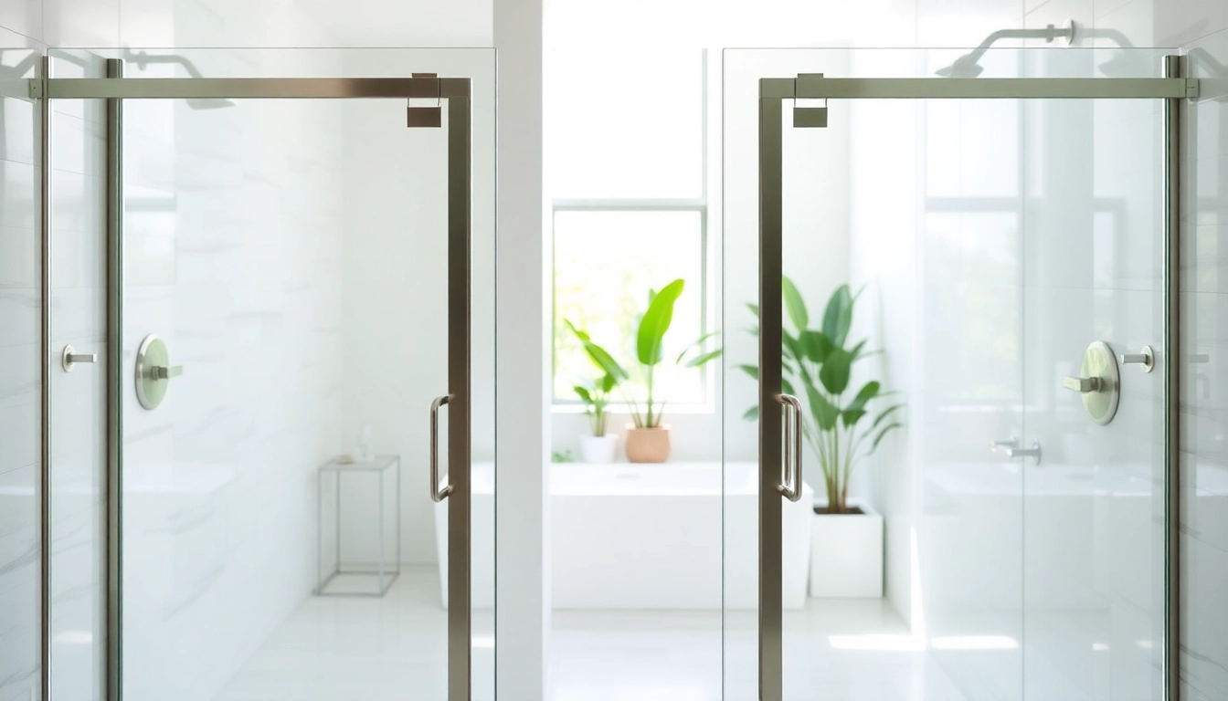 Shower doors UK featuring sleek design and luxurious ambiance in a modern bathroom.