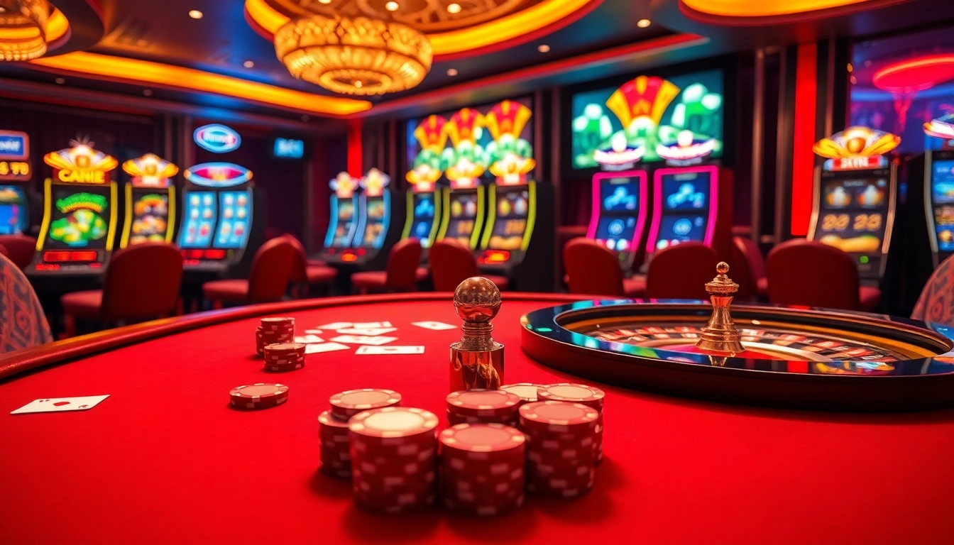 Players enjoying the excitement of Batara88 at a lively casino table with vibrant chips and cards.