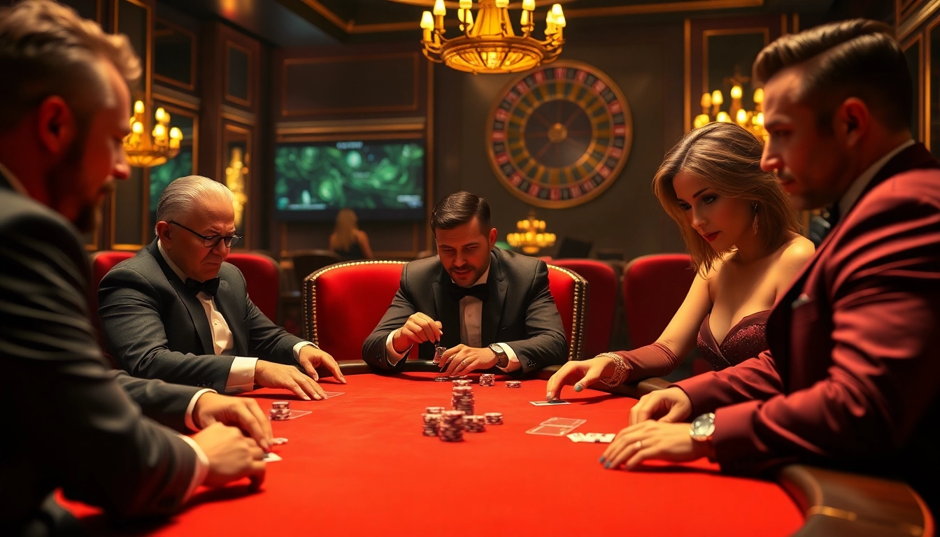 Experience the excitement of a bdjl win at a luxurious poker table with glamorous players.