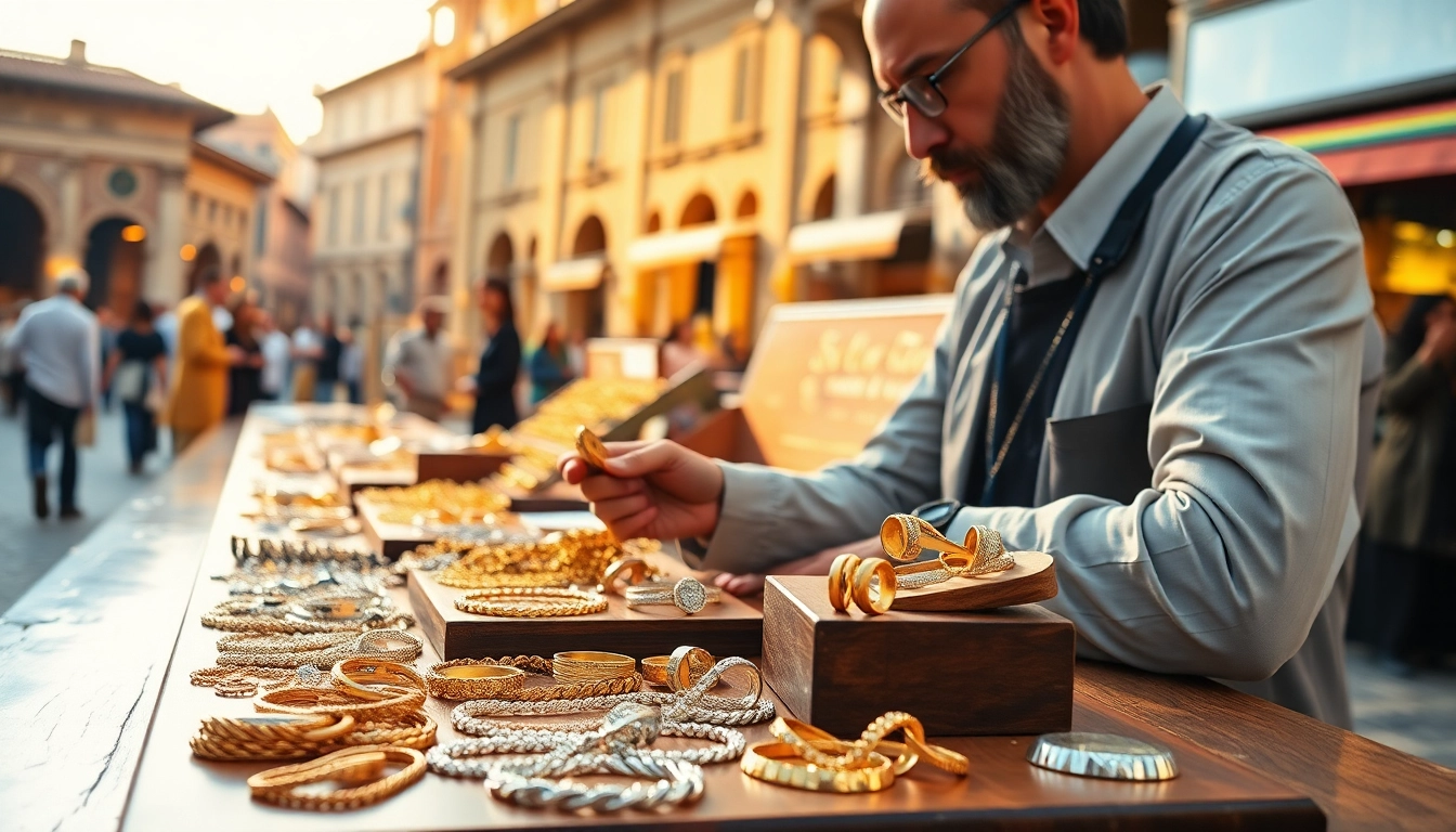 Valutazione oro più alta del mercato con compro oro roma in un mercato affollato di Roma.