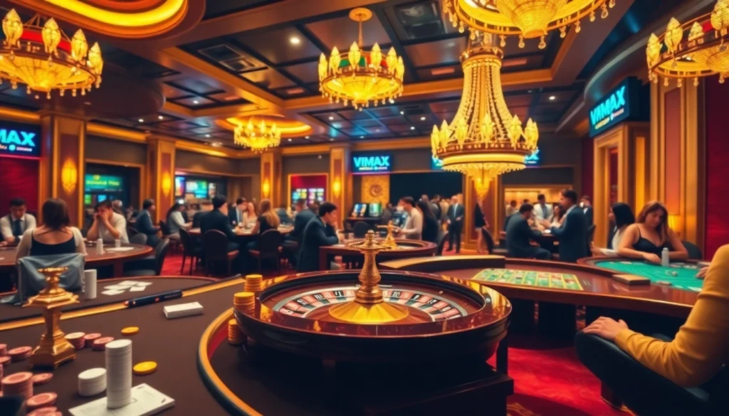 VMAX online casino players engaged in high-stakes gambling at elegant tables.