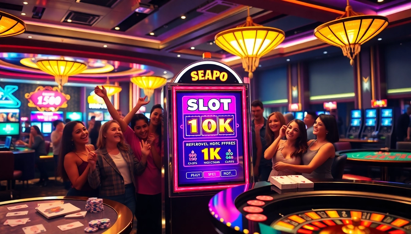 Players enjoying the excitement of slot depo 1k at a vibrant casino.