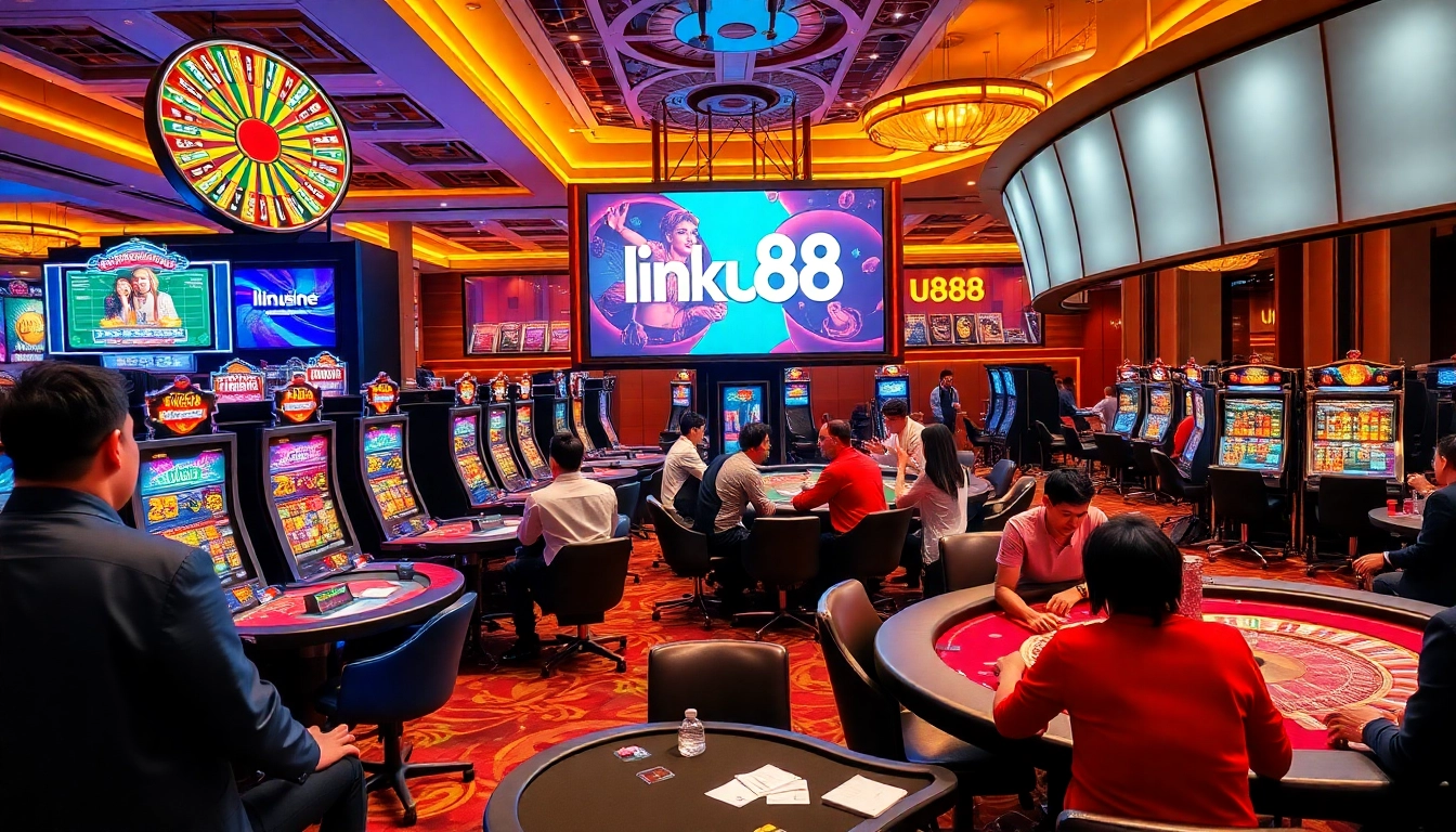 Engaging scene at a casino showcasing players enjoying games, emphasizing the excitement of link u888.