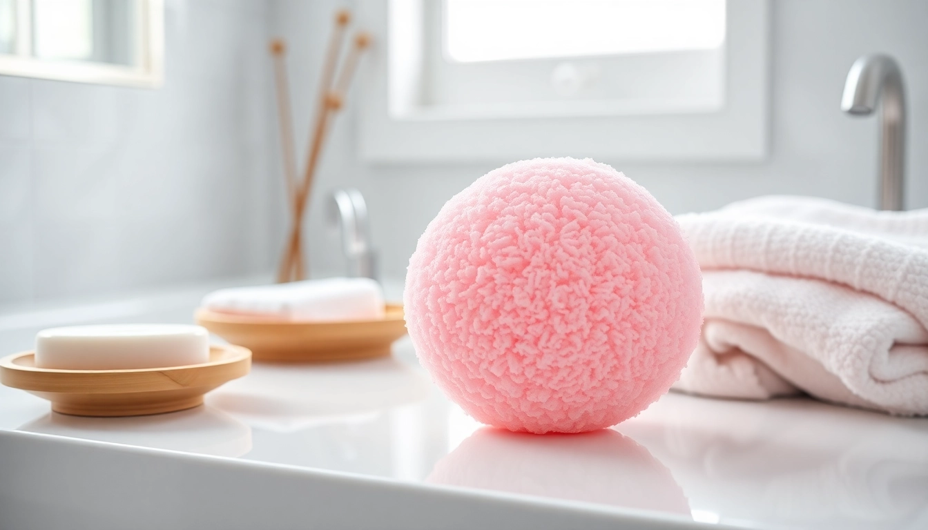 Examine the best silicone loofah featuring unique textures against a calming bathroom backdrop.
