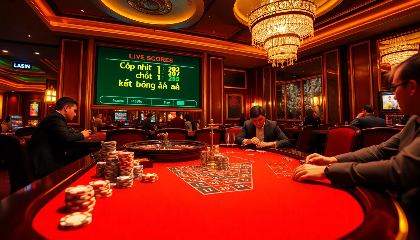 Exciting table scene showing players enjoying a game while cập nhật kết quả bóng đá on a digital scoreboard.
