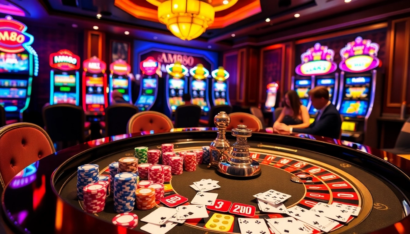 Experience the excitement of MM88 at a luxurious roulette table with vibrant gaming elements.