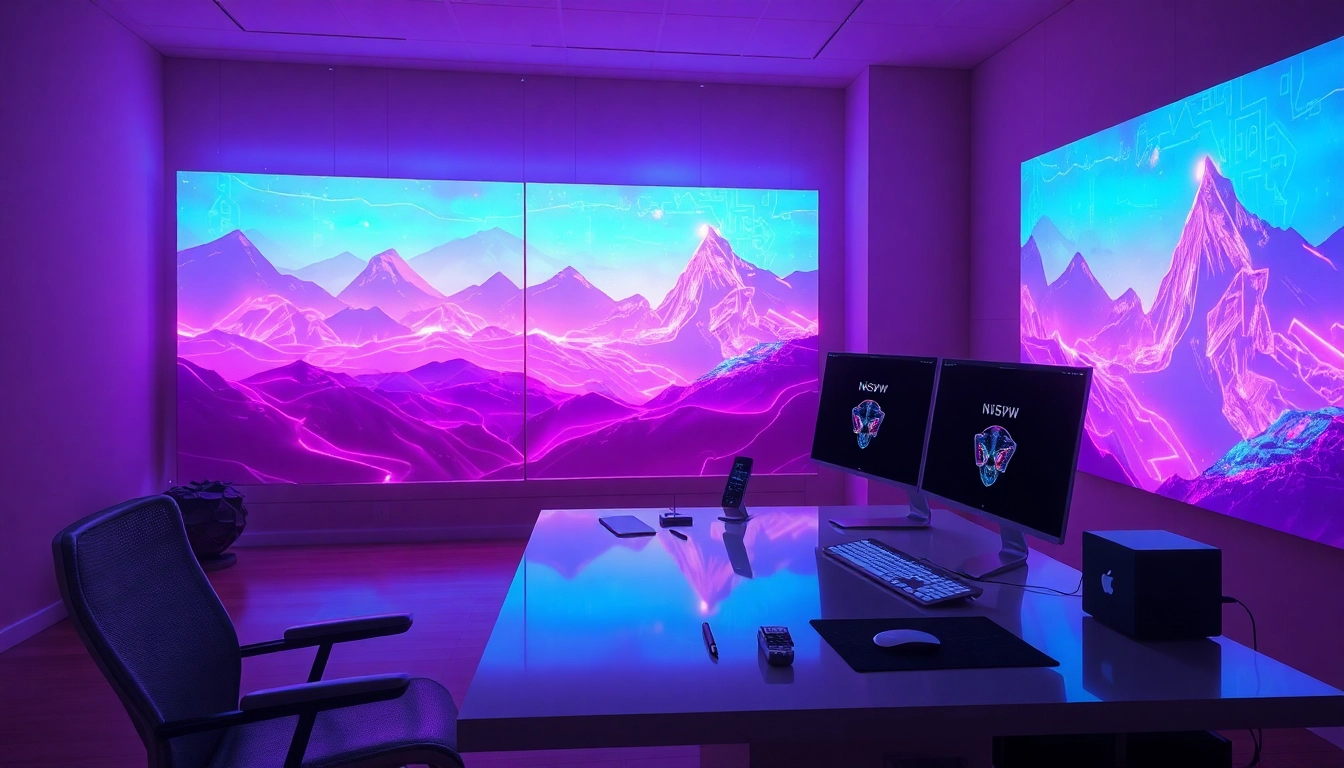 Engaging futuristic setting showcasing NSFW AI technology with vibrant digital artwork.