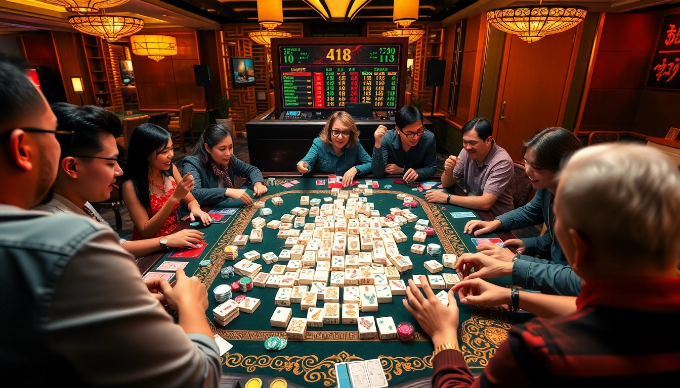 Experience the thrill of mahjong ways 2 at a lively casino table surrounded by enthusiastic players.