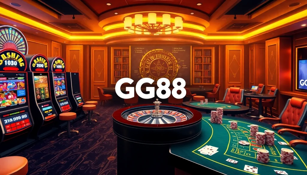 Experience the excitement of gambling at GG88's luxurious online casino with vibrant games and elegant decor.