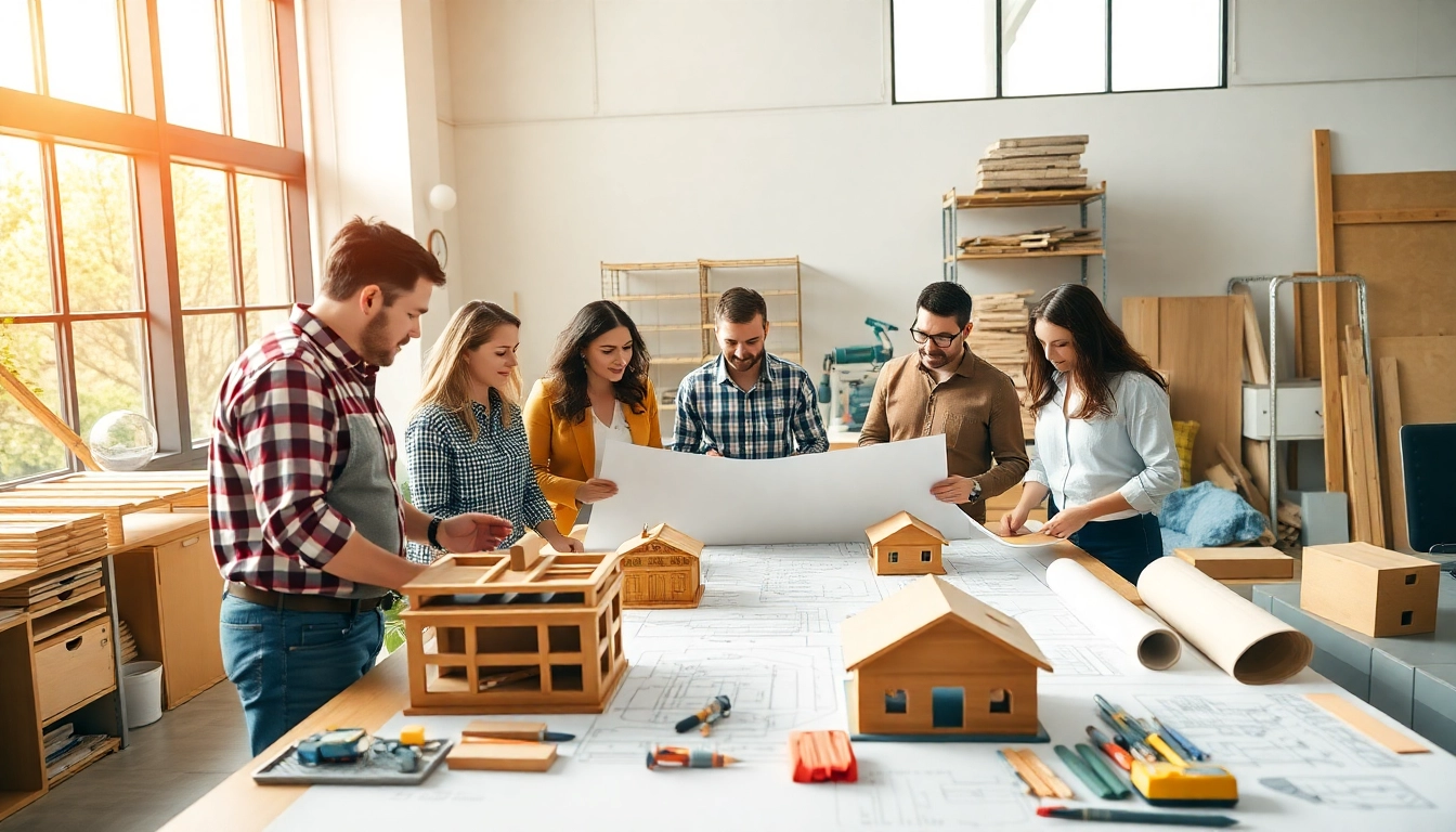 Professionals from the Texas association of builders plan construction projects together in a modern office.