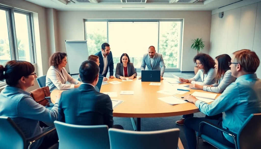 Collaborative professionals strategize on Strategy Capture Management in a bright conference room.