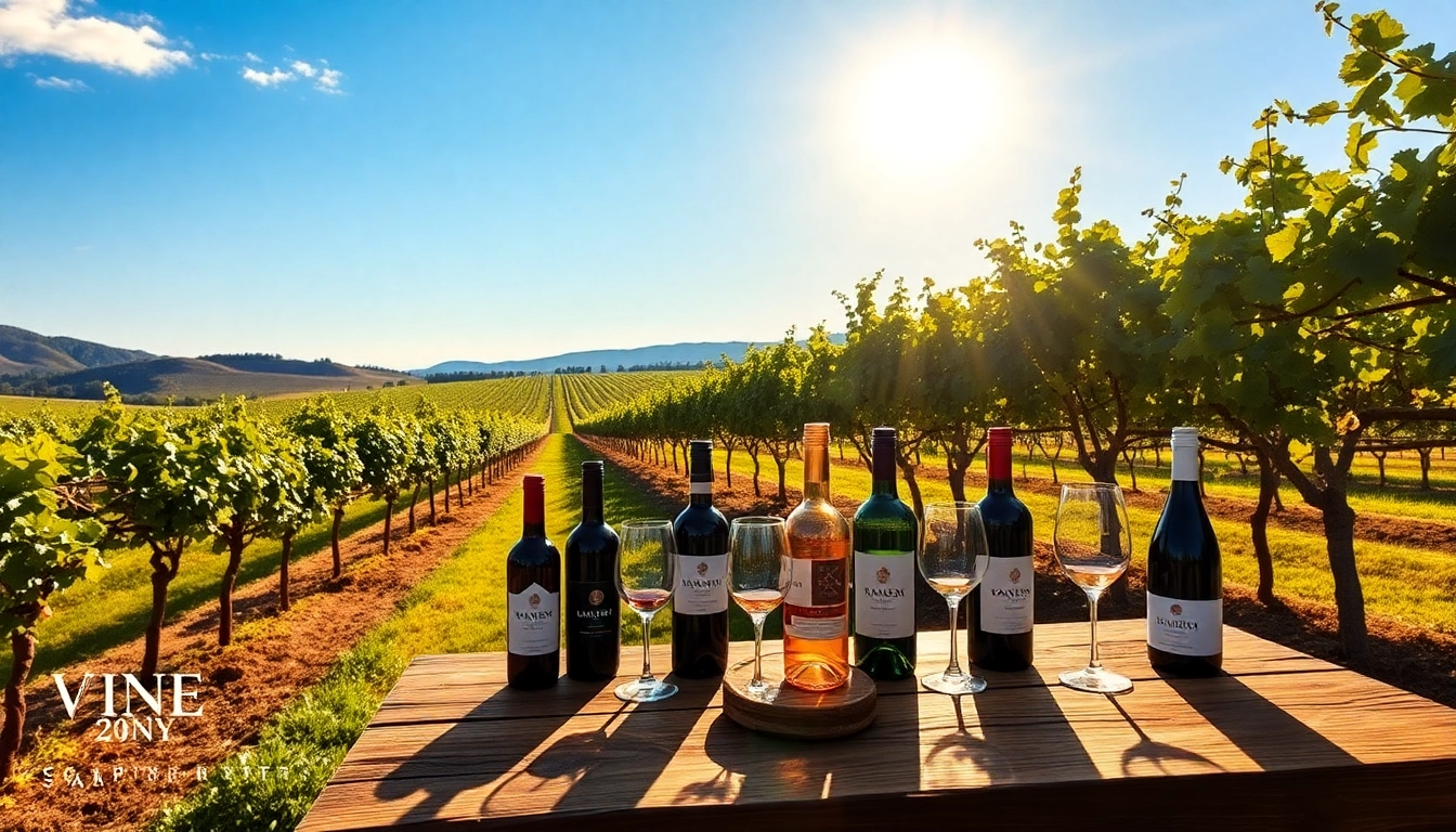 Enjoy fine wines at Winery Sacramento, surrounded by lush vineyards and a charming rustic table setup.