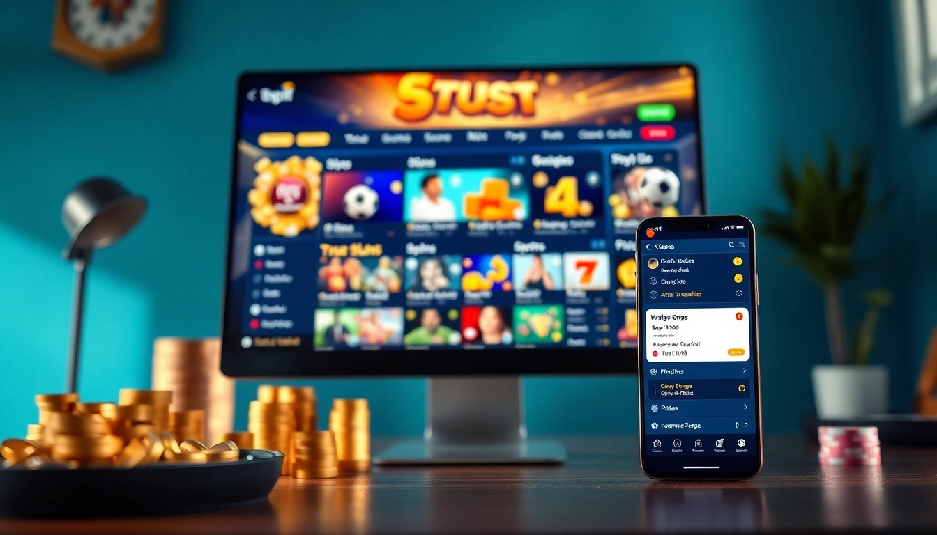 Interactive online betting platform interface showcasing TTPTP games like slots and poker, emphasizing user engagement.