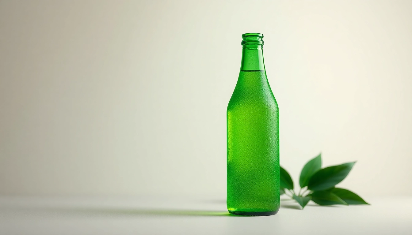 Botol169 – sleek green bottle against a soft background, symbolizing eco-friendliness.