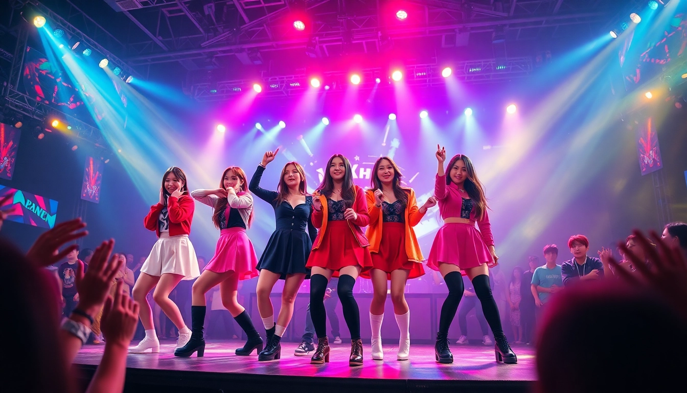 Blackpink news features the dynamic K-pop group's performance with bright stage lights and energetic fans.