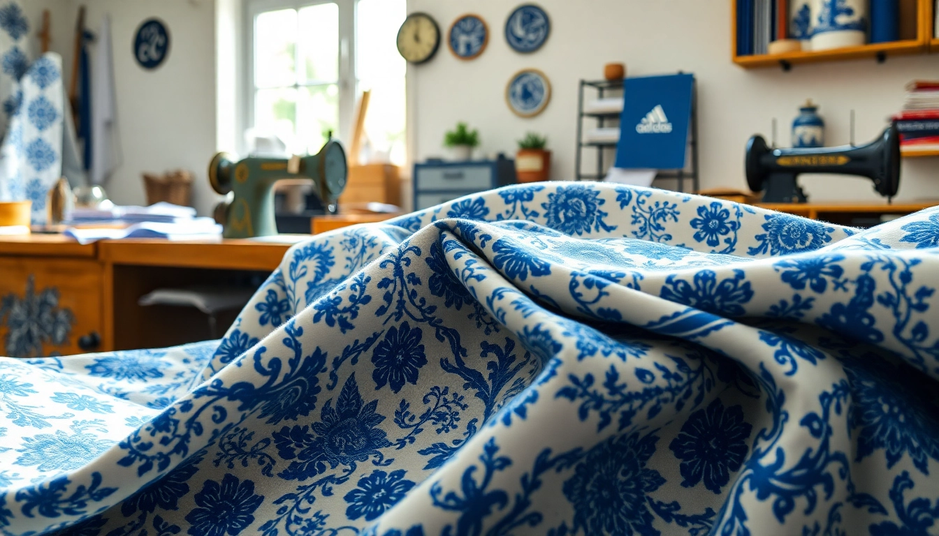 Delftsblauwe stoffen collectie met prachtige patronen en stoffen voor creatieve projecten.