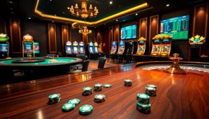 Experience the thrill of the casino with vibrant visuals on Trang chủ 789P, showcasing tables and online betting.