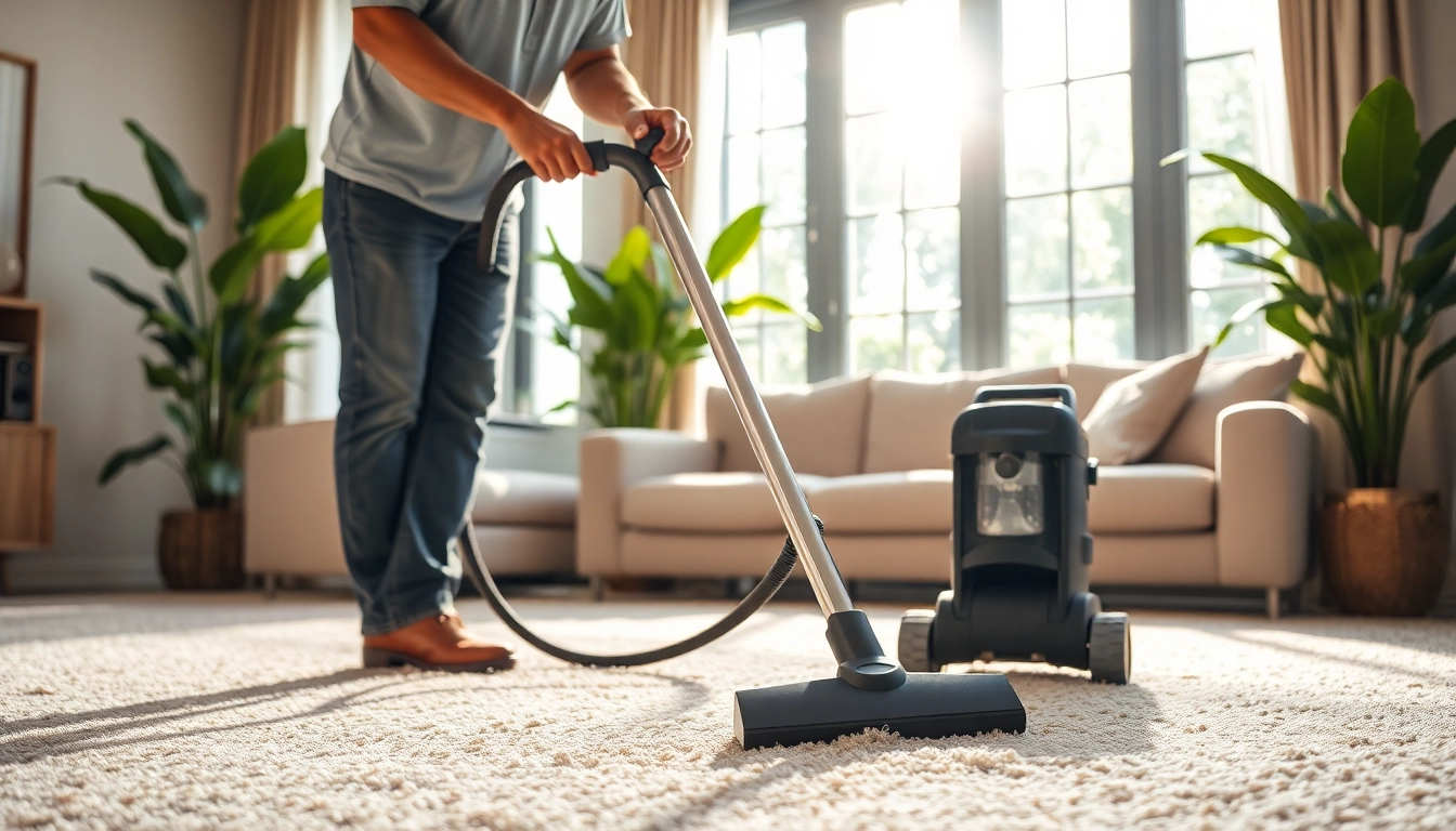 Carpet cleaners Roseville CA effectively removing stains in a bright living room.