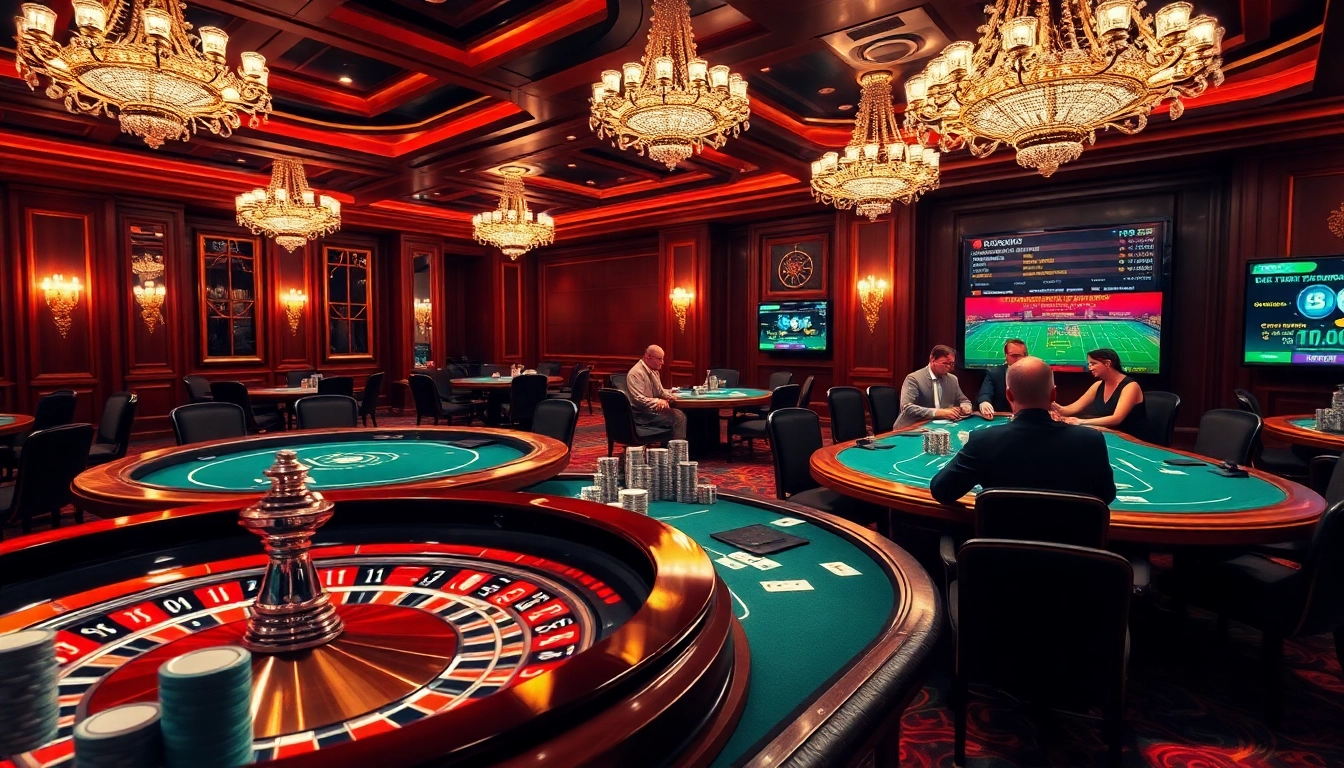Link alternatif sbobet showcased in a vibrant casino scene with roulette and poker elements.