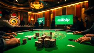 Engage with thrilling casino action at rikvip featuring poker chips and high-stakes gameplay.