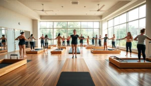 台東区の静かなスタジオで集中するピラティスクラス、多様なエクササイズと落ち着いた雰囲気を紹介。