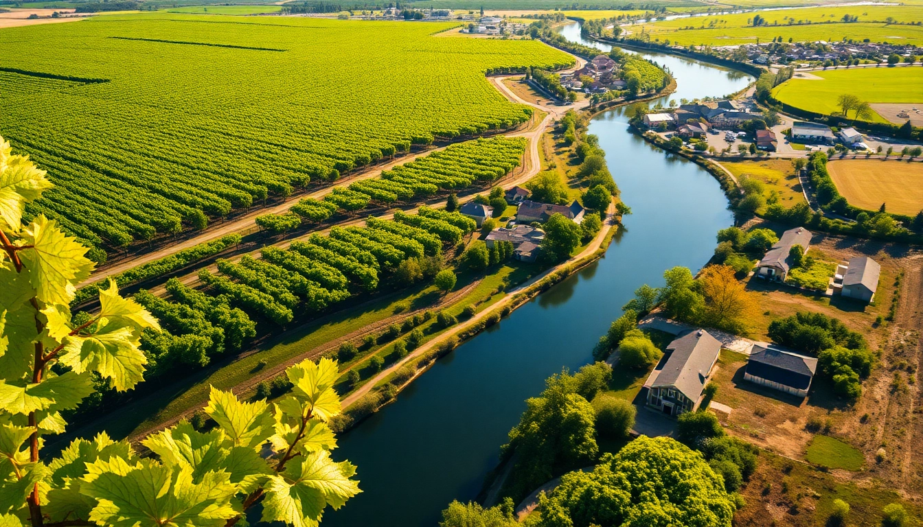 Explore the serene vineyards of Carksburg CA with a picturesque river view.