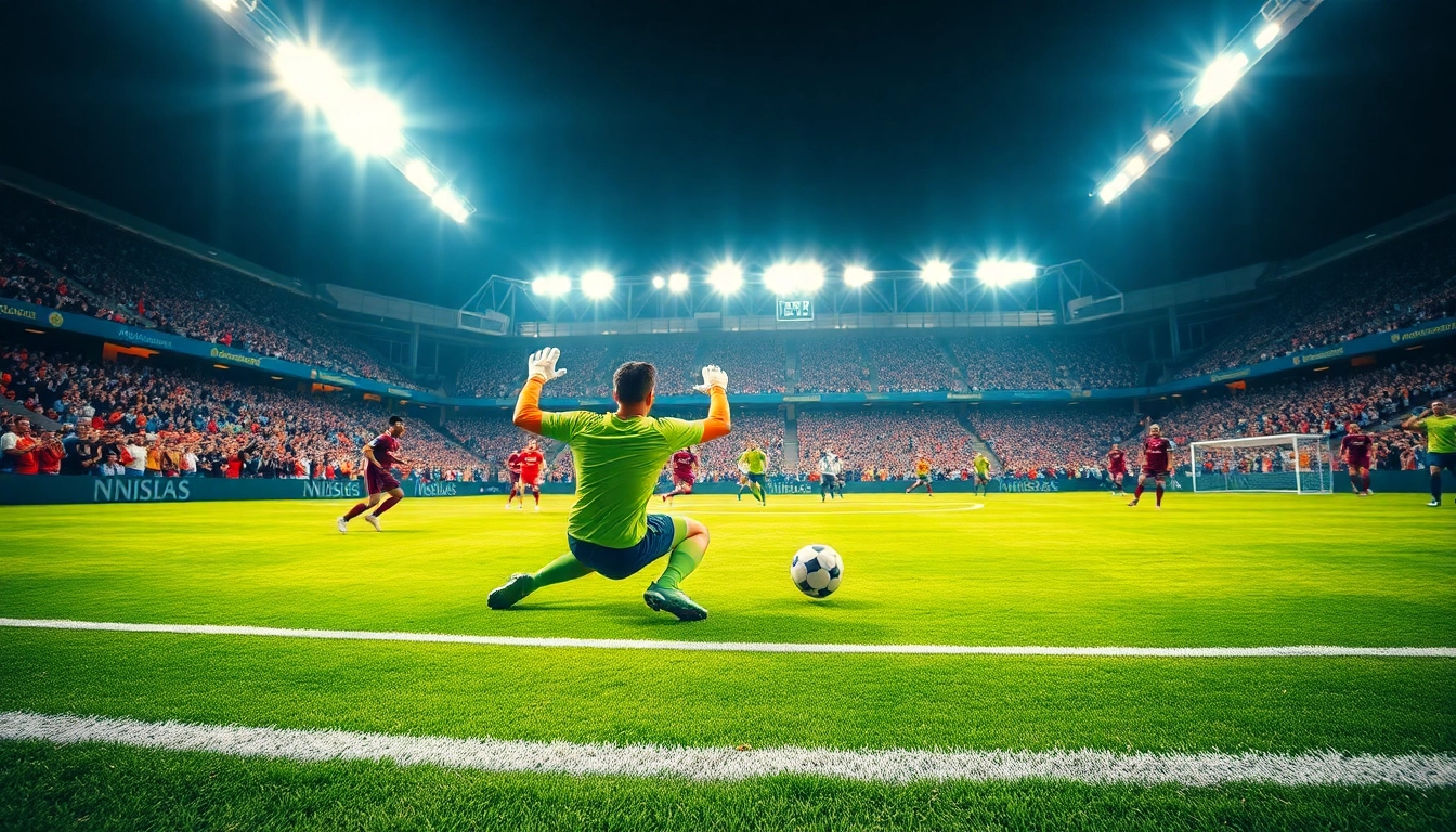Soccer goalkeeper in action during a match, reflecting the excitement of ผลบอลสด7m events.