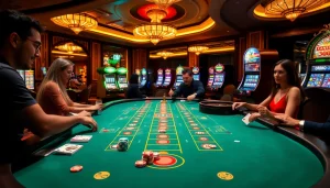 Players strategizing at j88.com 3 casino gaming table, immersed in an exciting gambling experience.