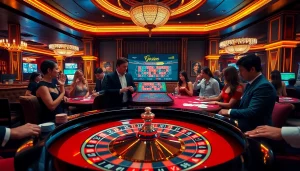 Experience the thrill of gambling at https://gg88.co.com/ with luxurious casino visuals featuring roulette and players.