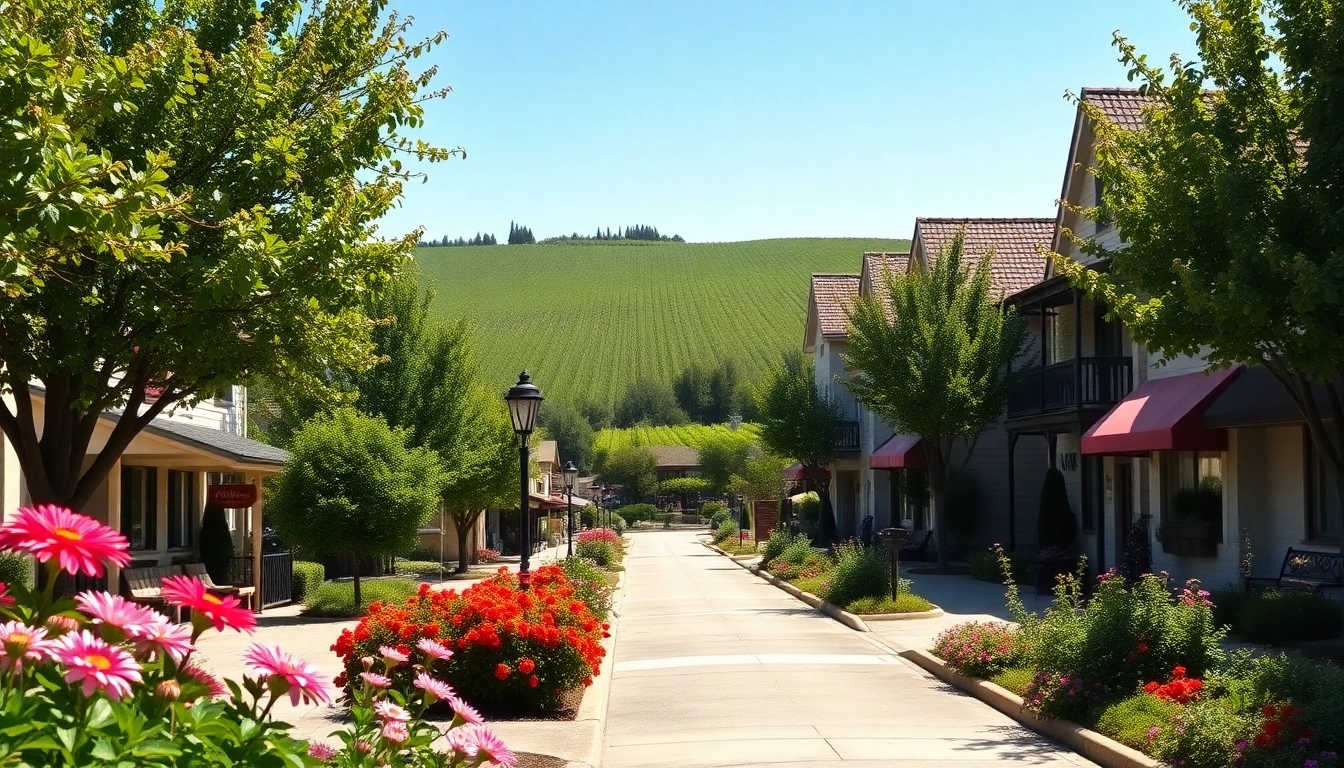 Enjoying scenic views in Clarksburg, CA with vibrant flowers and historic homes.