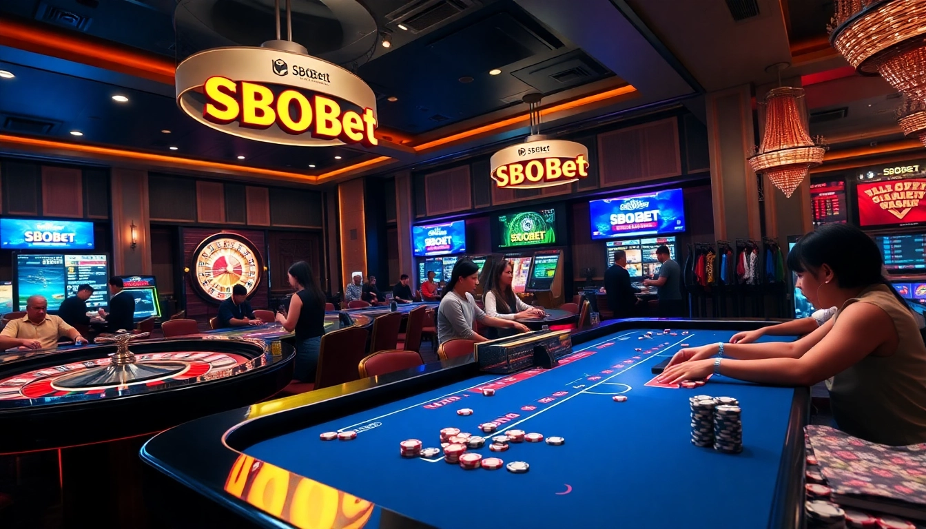 SBOBet players engaging at a vibrant sports betting table, showcasing excitement and anticipation.