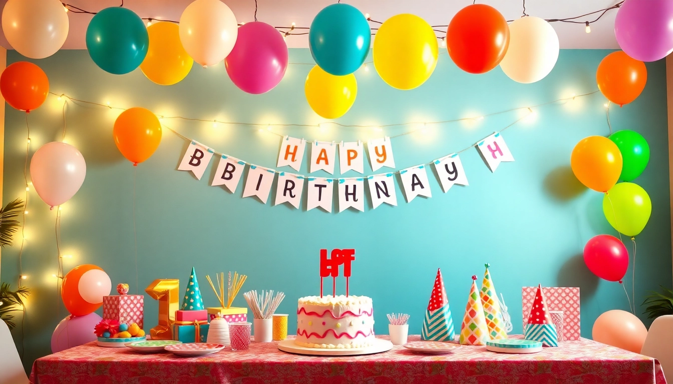 Celebrate a customizable birthday party with vibrant decorations and personalized touches for a joyful atmosphere.