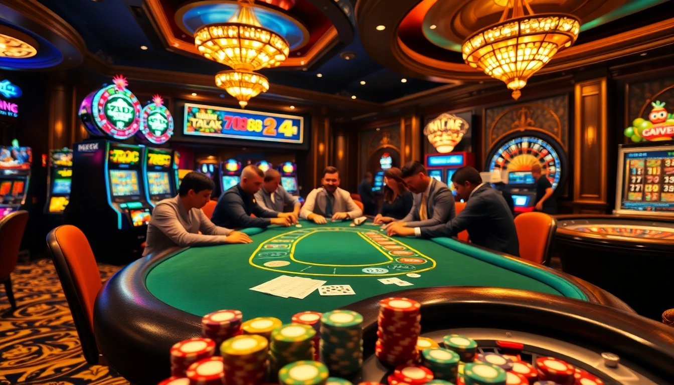 Experience the thrill of 789P poker action with vibrant chips and an engaging casino atmosphere.