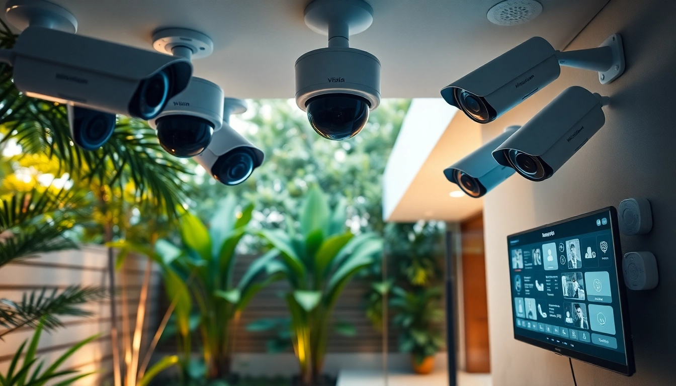 Cámaras de Seguridad mostradas en una configuración residencial moderna, destacando tecnología avanzada de seguridad para el hogar y la confianza.