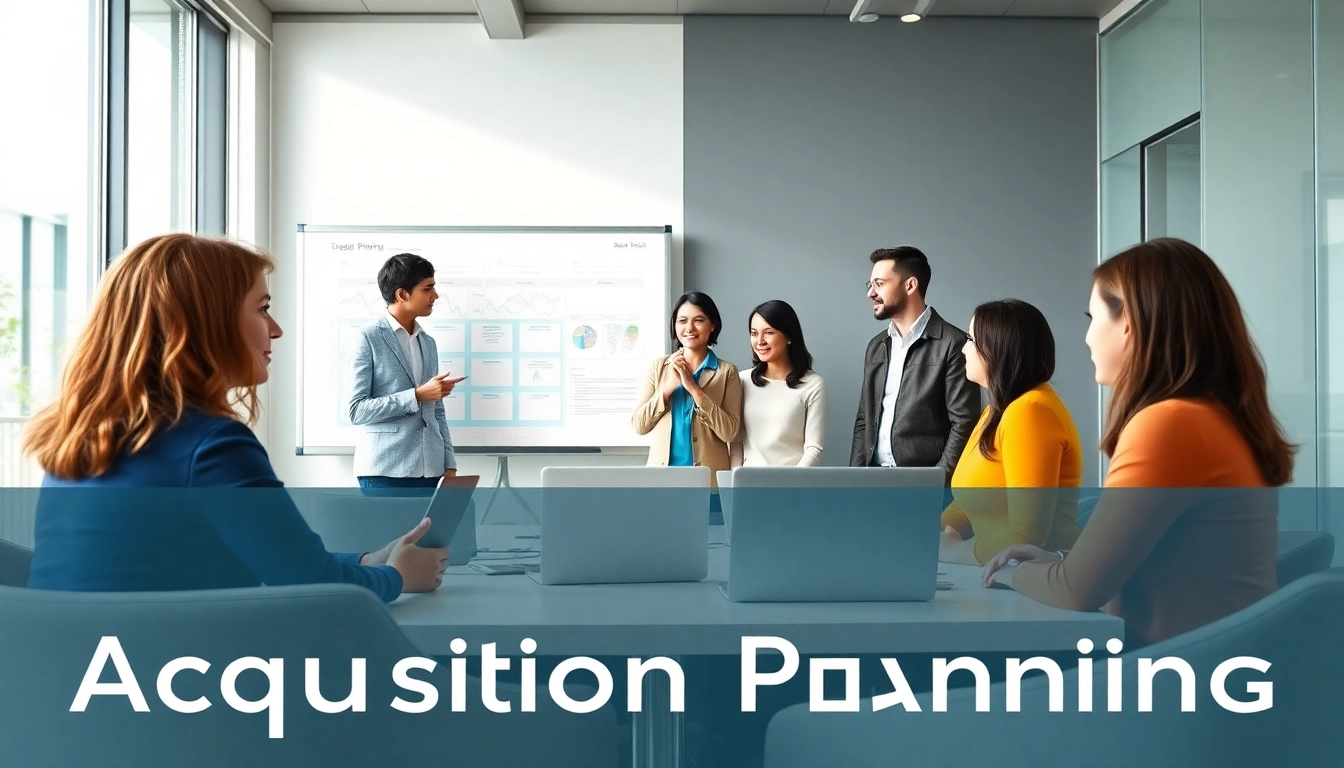 Engaged team collaborating on Acquisition Planning strategies in a modern conference room.