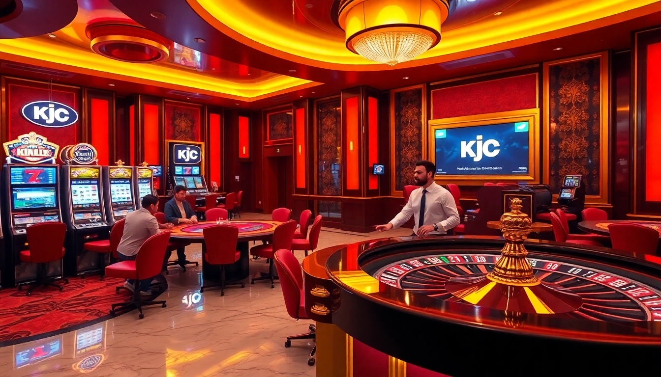 KJC casino experience with luxurious slot machines and poker tables in vibrant atmosphere.