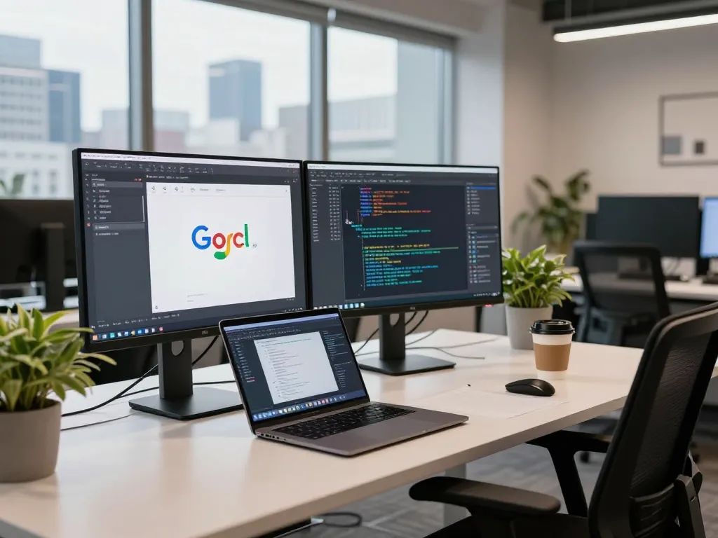 展示软件开发者使用谷歌浏览器的专业工作场景。