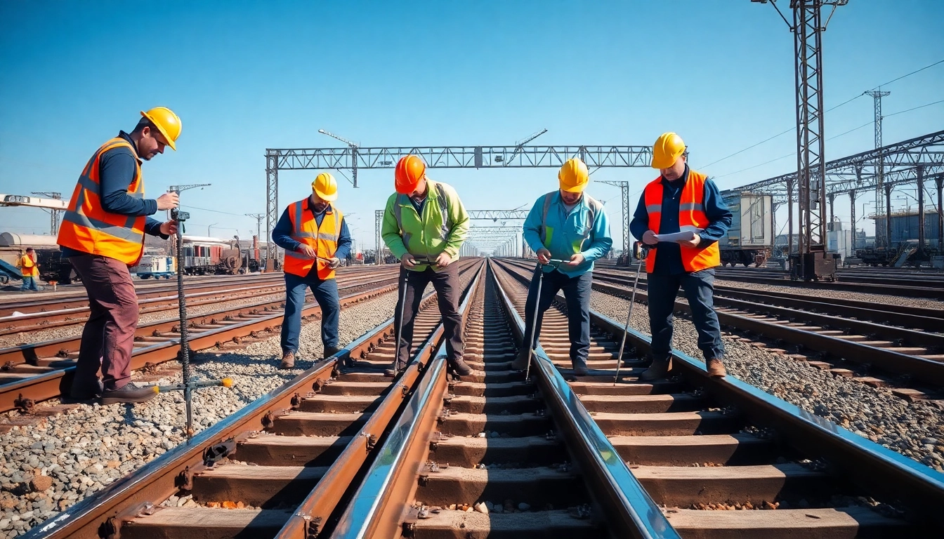 Conducting track inspection to ensure railway safety and integrity.