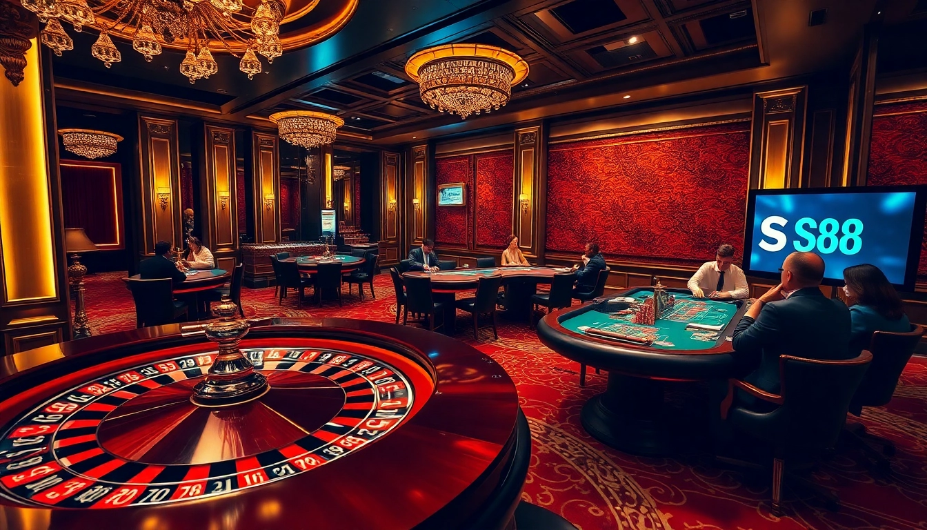 Engaging scene showcasing casino excitement and luxury at nhà cái S8 with roulette, poker, and vibrant gaming atmosphere.