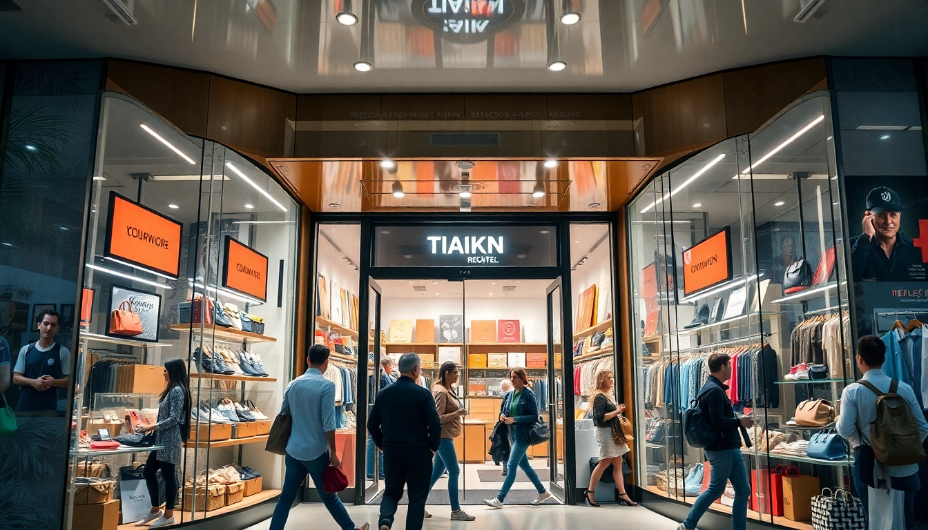 레플리카쇼핑몰에서 쇼핑하는 사람들의 모습과 제품 진열