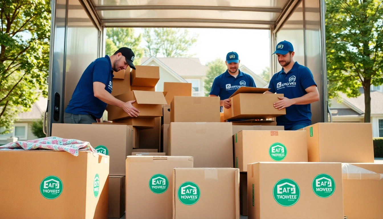 Moving companies across provinces efficiently packing items in a bright, organized setting.